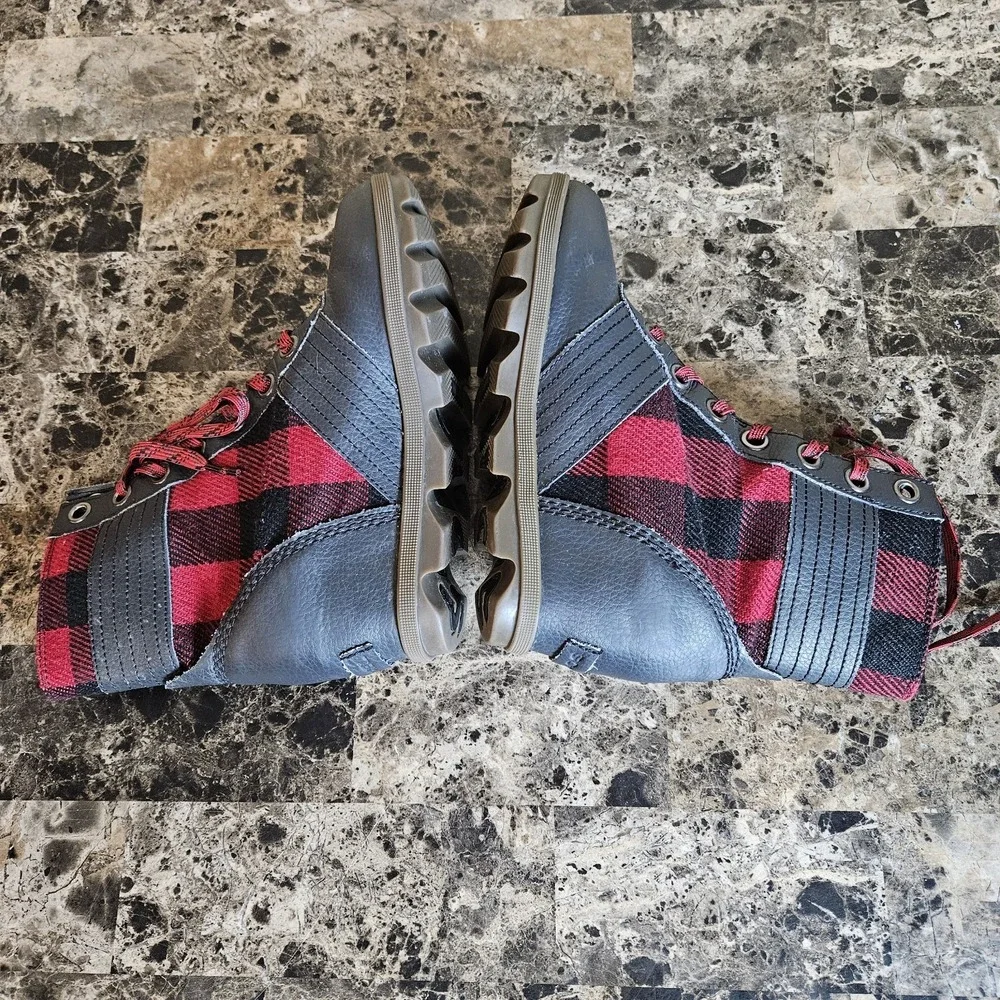 Sorel Joan of Arctic Wedge II‎ Buffalo Plaid Boots Red Black Women's 5 EUR 37
